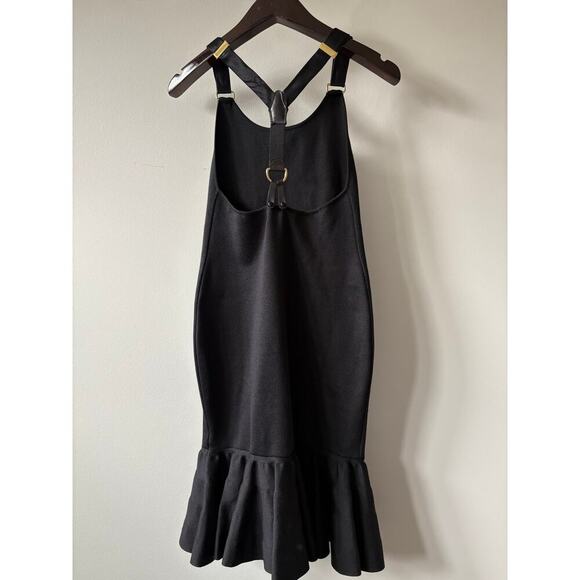 Ralph Lauren Collection Purple Label Leather Strap Buckle Silk Mini Dress Black - Picture 11 of 11